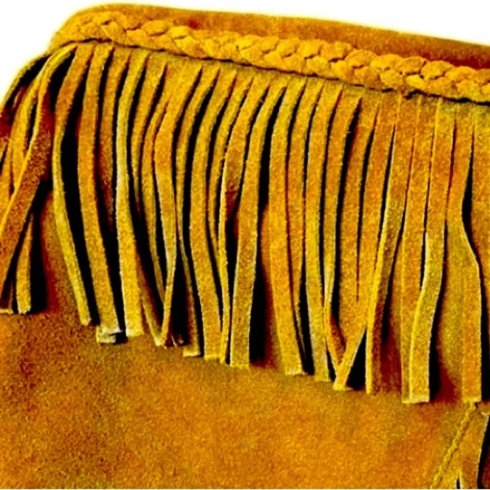 Sam Edelman Utah Tan Suede Fringe Moccasin Boots 6.5